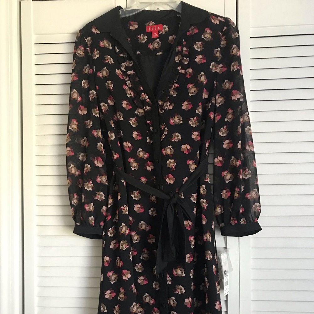 Elle Black Floral Women's Dress Parisienne Charm